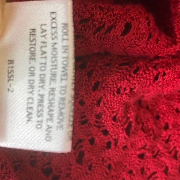 Eileen Fisher Red Silk Blend Knit Open Front Cardigan Sweater Size S - Picture 13 of 13